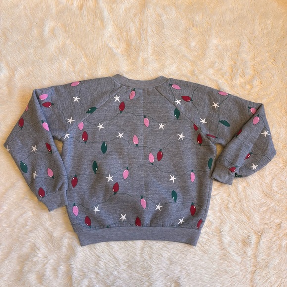 Wildfox Twinkle Lights Fiona Cropped Christmas Crew Neck Fleece Sweatshirt Small - Picture 5 of 5